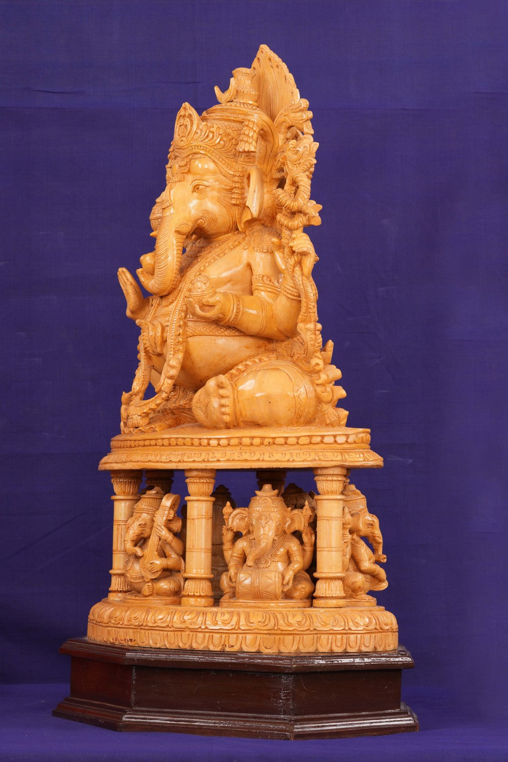 Image of White Cedar Wooden Sri Ganesh Statue